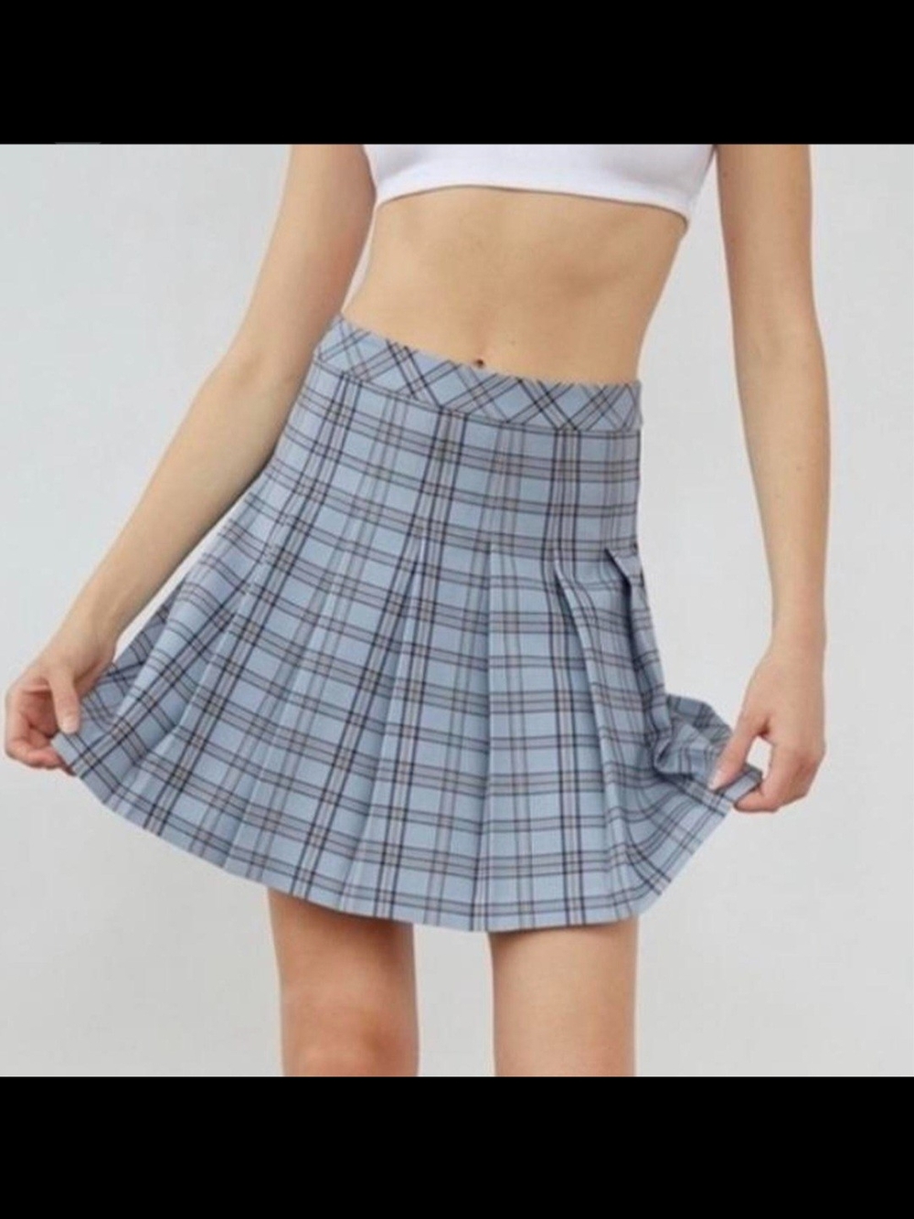 Sunday Best Light Blue Plaid Skater Skirt